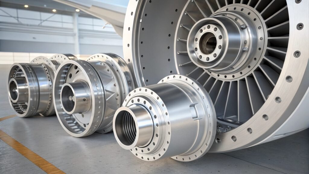 alt with keywords: a close-up of a structural aluminum component from an aircraft, showing its robust design